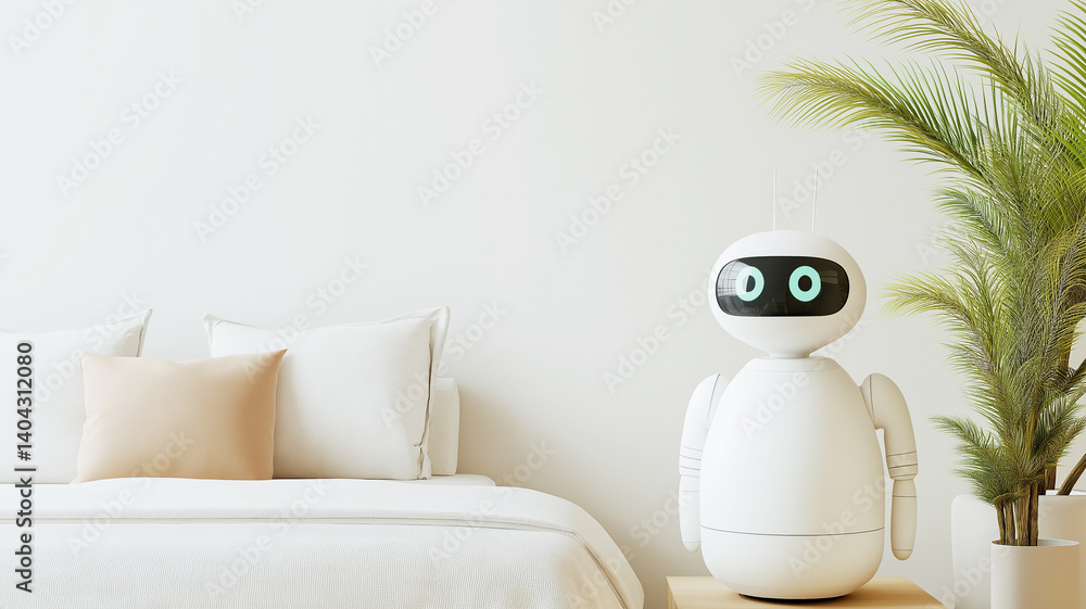 Modern Zen: Minimalist Robotic Bedroom Designed with Futuristic Elements