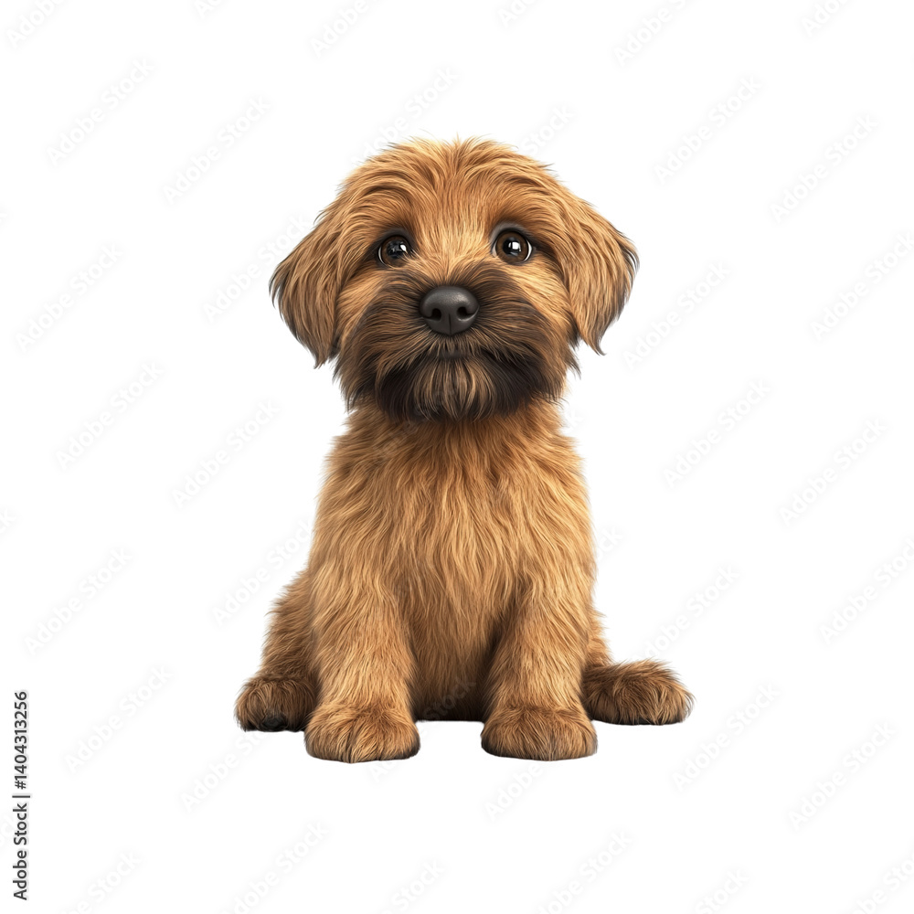 Adorable Brown Puppy Sitting, Digital Illustration Adorable Brown Puppy Sitting, Digital Illustration