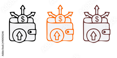 wallet with dollar coin icon. Represents finance, money, payment, savings, and digital currency. Ideal for business, e commerce, and financial technology visuals