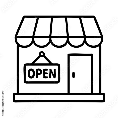 Small shop icon with open sign outline