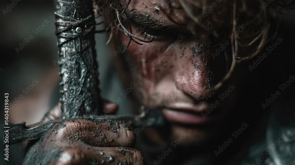 Viking Warrior with Knife and Wet Hair