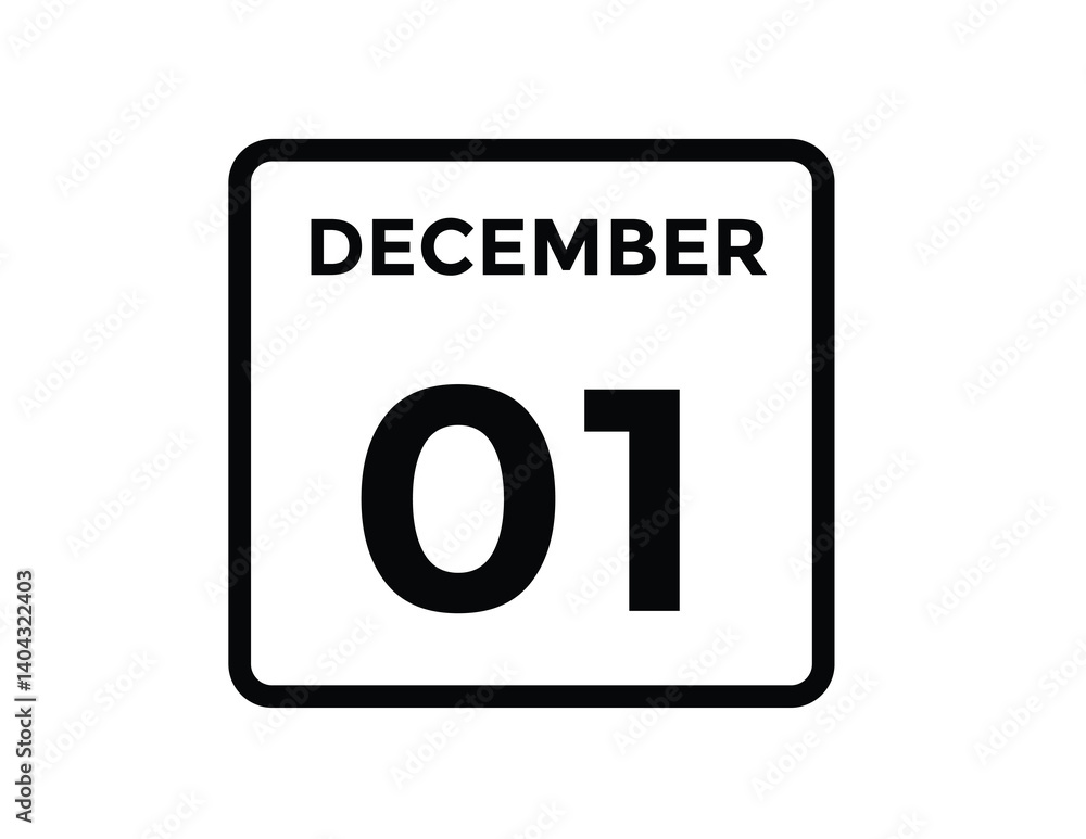 December 1 - Calendar Icon. 1 DEC daily date calender on white background
December 1 - Calendar Icon. 1 DEC daily date calender on white background