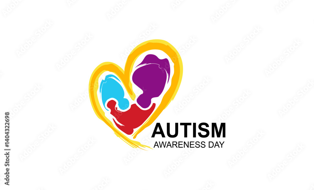 Autism Awareness Month. Colorful puzzle in the shape of a heart from brush strokes. Vector illustration on a white background. Concept of love, care, affection, health care. Autism Awareness Month. Colorful puzzle in the shape of a heart from brush strokes. Vector illustration on a white background. Concept of love, care, affection, health care.
