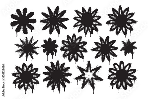 flower graffiti spray with different shape set 