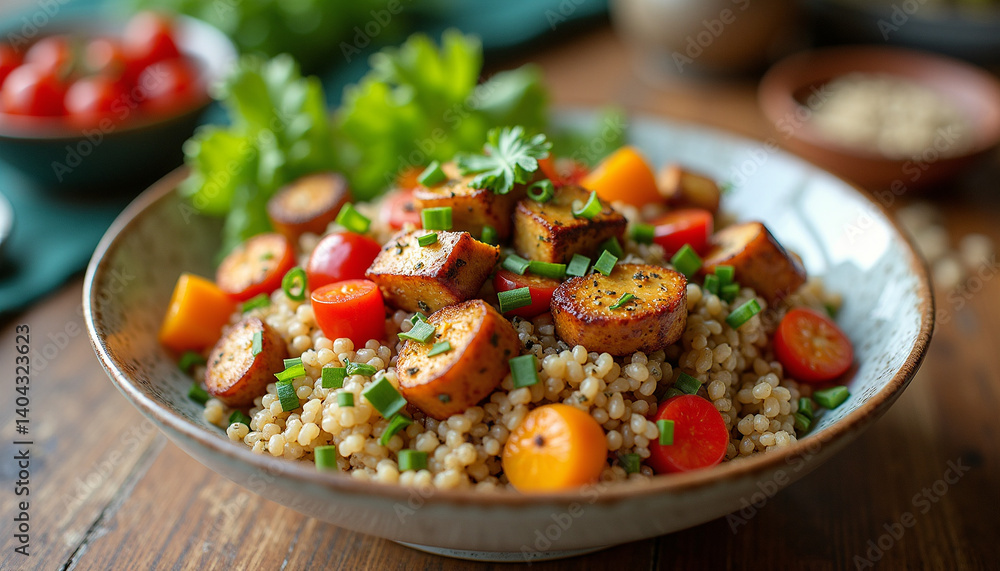 Colorful Rustic Bowl of Fresh Ingredients Colorful Rustic Bowl of Fresh Ingredients