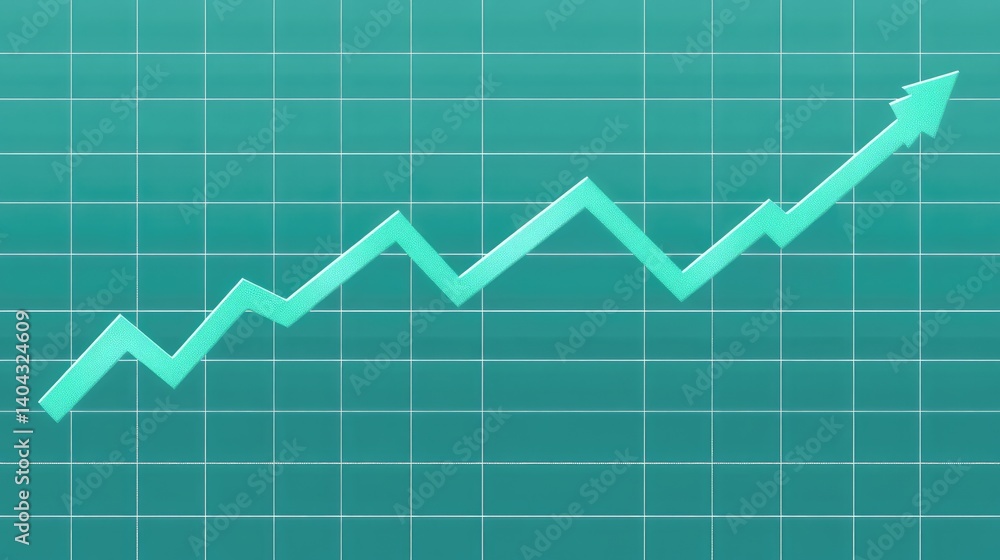 Naklejka premium A flat lay of a financial growth report with increasing trends, leaving room for adding copy about market analysis, investment opportunities, or asset management