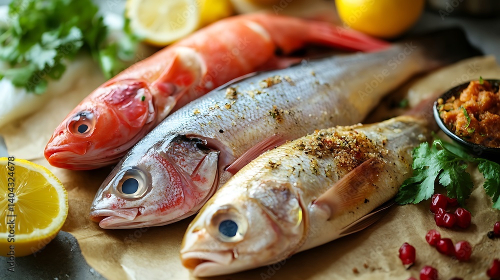 Three Delicious Raw Fishes Ready to Cook Three Delicious Raw Fishes Ready to Cook