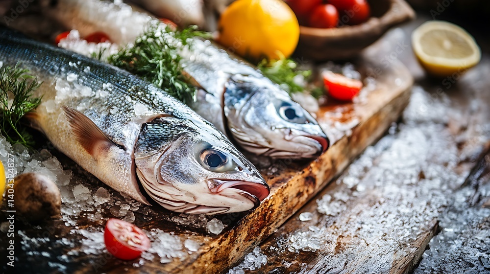 Fresh Seafood on Ice: Two Delicious Fish Ready to Cook Fresh Seafood on Ice: Two Delicious Fish Ready to Cook