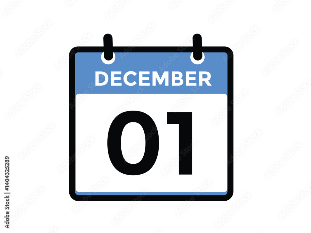 December 1 - Calendar Icon. 1 DEC daily date calender on white background
December 1 - Calendar Icon. 1 DEC daily date calender on white background