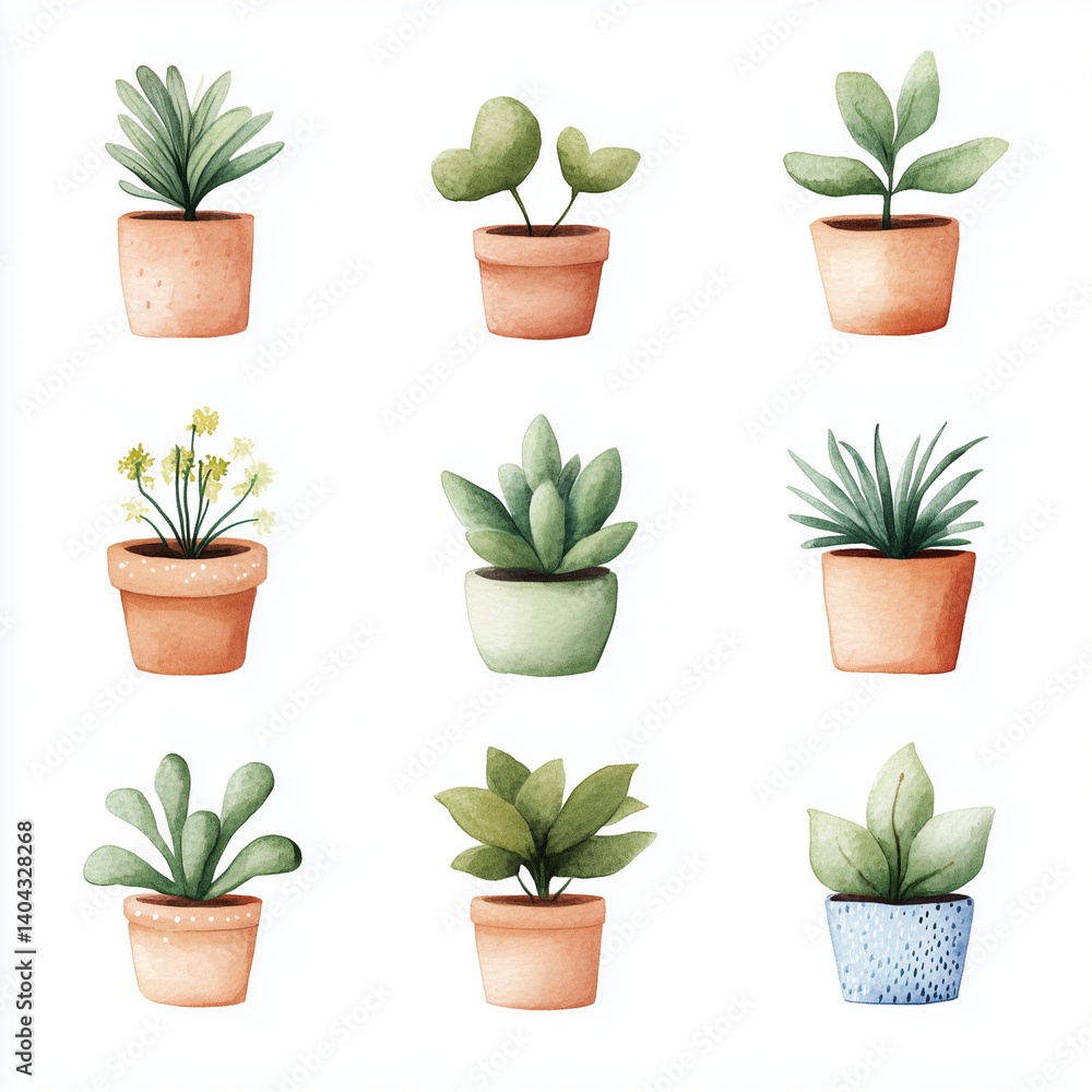 Fototapeta premium set minimal plant in pots