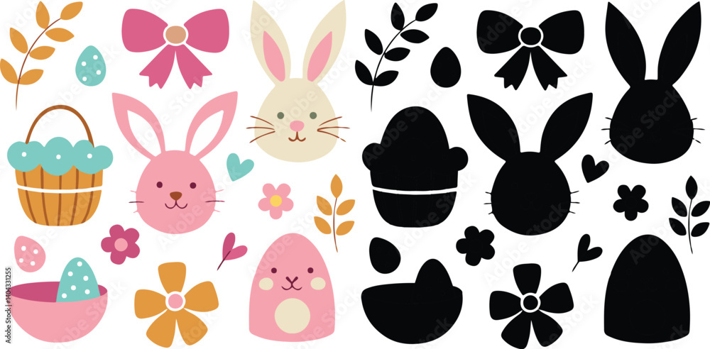 Fototapeta premium set of doodle hand drawn coquette elements 