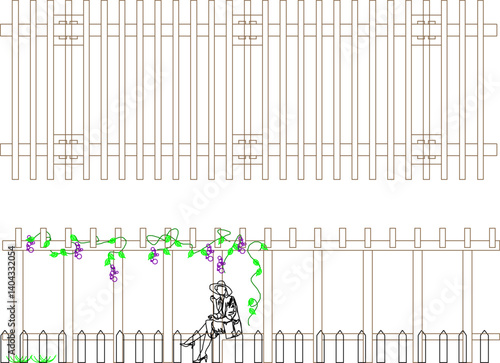 vector sketch illustration silhouette design decoration ornament complement landscape siteplan layout pergola garden