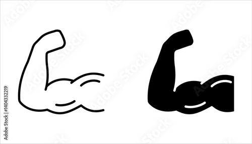 muscles icon set, Muscle arm, bicep, vector illustration on white background.