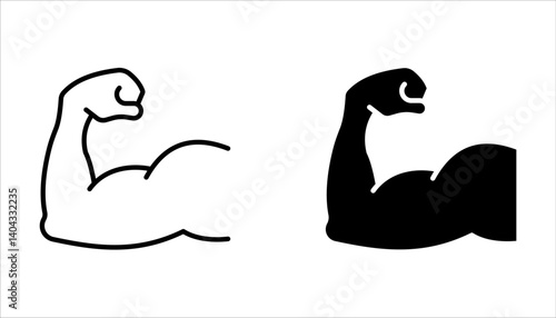 muscles icon set, Muscle arm, bicep, vector illustration on white background.