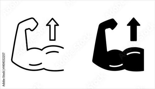 muscles icon set, Muscle arm, bicep, vector illustration on white background.