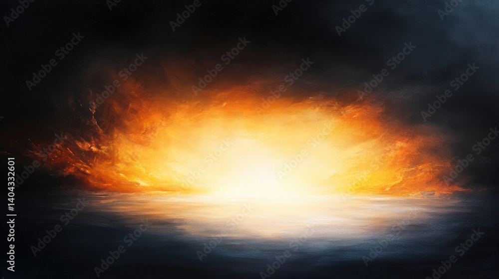 Epic Sunset Over Calm Ocean with Fiery Orange and Yellow Hues Epic Sunset Over Calm Ocean with Fiery Orange and Yellow Hues