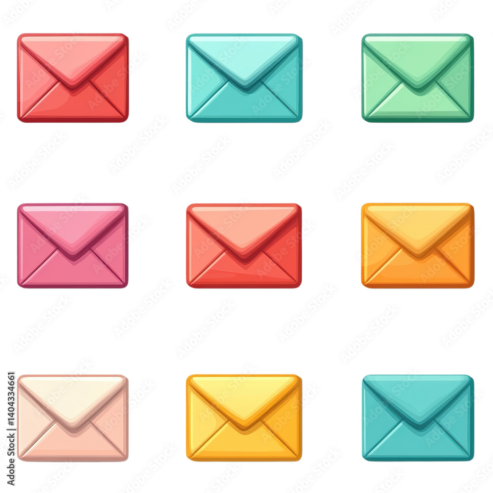 Colorful Envelopes Icon Set. (1) Colorful Envelopes Icon Set. (1)