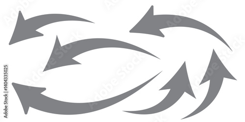 Black arrows set. Curved arrows. Arrow sign. Curved arrow pointing right. Black and red arrow.