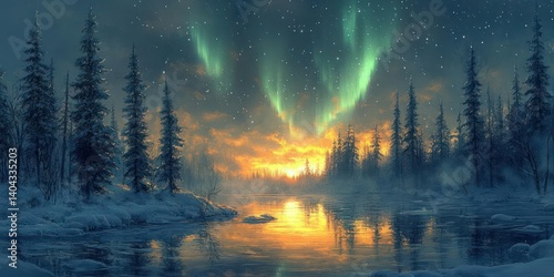 Wallpaper Mural Winter wonderland aurora borealis sunrise Torontodigital.ca