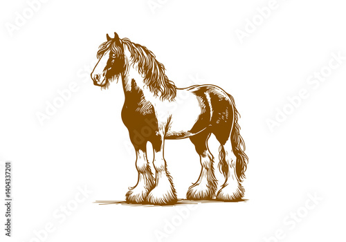 Quadro su tela Clydesdale horse hand drawn sketch illustration vector