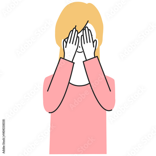 目隠ししている若い女性