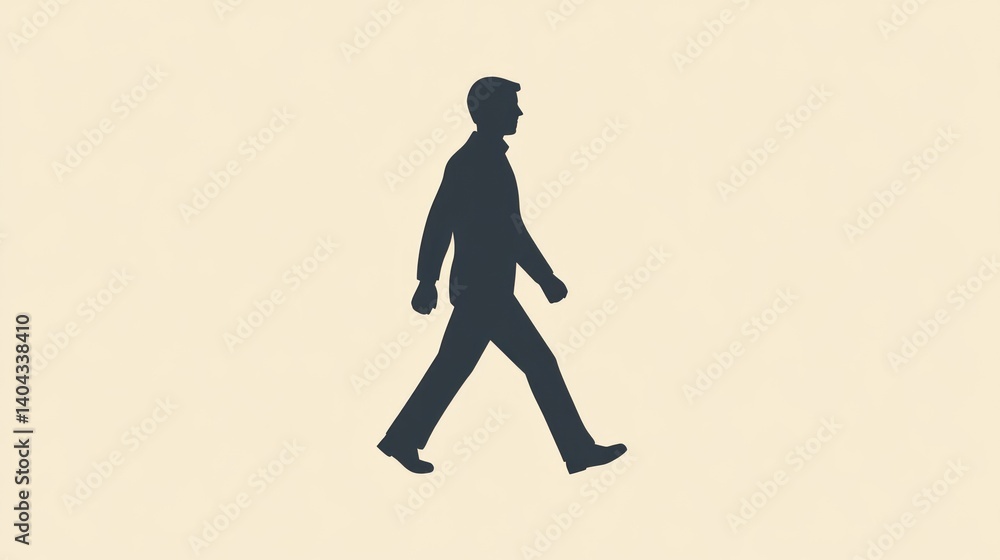 Silhouette of a person walking in profile view. Silhouette of a person walking in profile view.