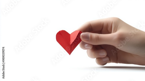 A hand delicately folding a heartfelt letter, preparing to send emotions, isolated on a white background