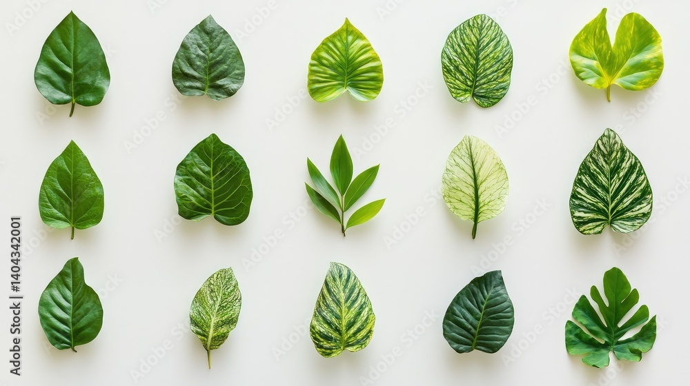 Create 10 prompts for stock photos related to Vibrant collection of tropical leaves on white backdrop. Different green shades create dynamic contrast with 150-200 characters and ending with Create 10 prompts for stock photos related to Vibrant collection of tropical leaves on white backdrop. Different green shades create dynamic contrast with 150-200 characters and ending with