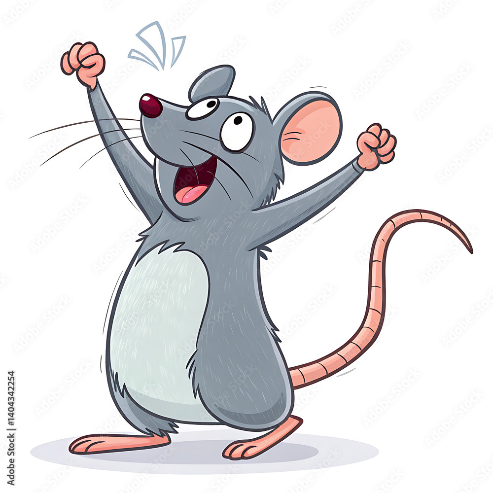 Fototapeta premium Joyful Cartoon Rat Celebrating Creativity in Colorful Sticker Art Style