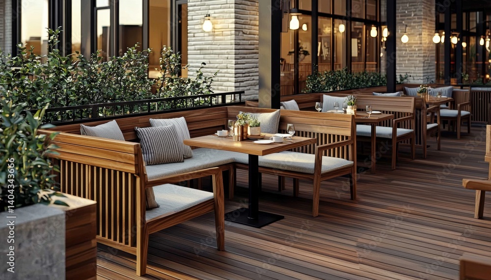 Transform your mornings with a beautiful wooden terrace for dining. Transform your mornings with a beautiful wooden terrace for dining.