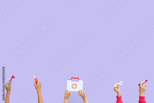 Children with toy medical s...
