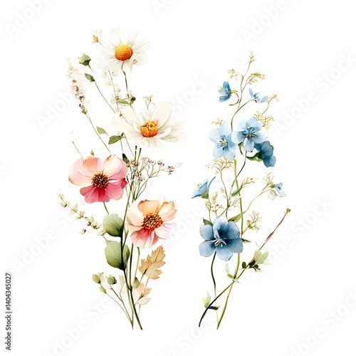 Simple Wildflower Watercolor Illustration
