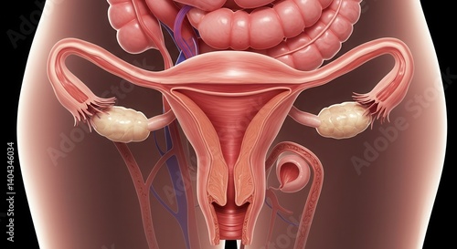 Female Reproductive System Anatomy Detailed Medical Illustration View