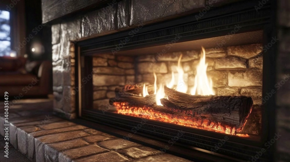 Obraz premium Create a cozy atmosphere with a fireplace on chilly days.