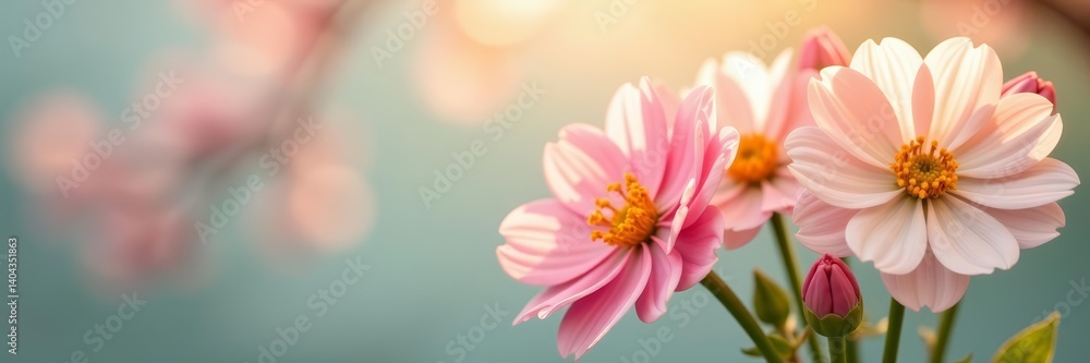 Mother's day bouquet with pastel flowers and delicate blossoms in soft sunlight, love, arrangement Mother's day bouquet with pastel flowers and delicate blossoms in soft sunlight, love, arrangement