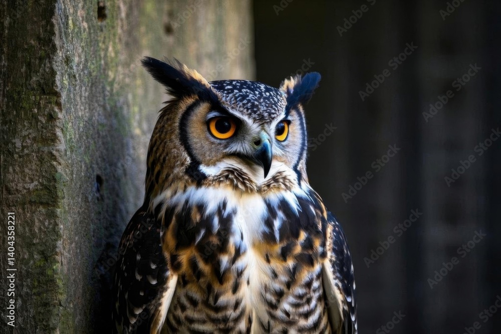 there is a owl that is sitting on a tree stump there is a owl that is sitting on a tree stump
