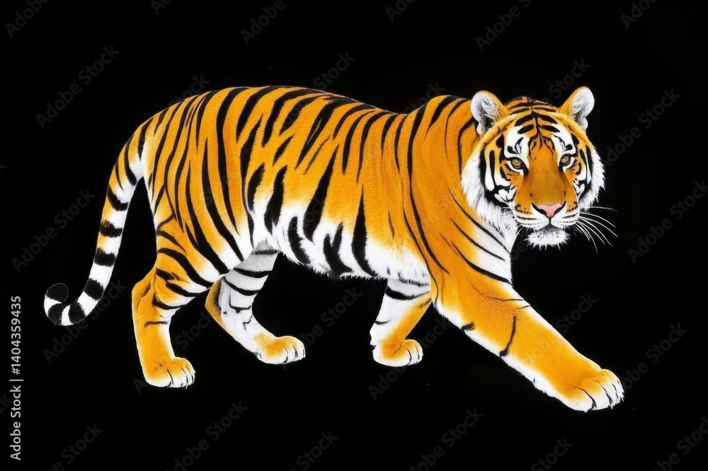 Obraz premium painting of a tiger walking on a black background