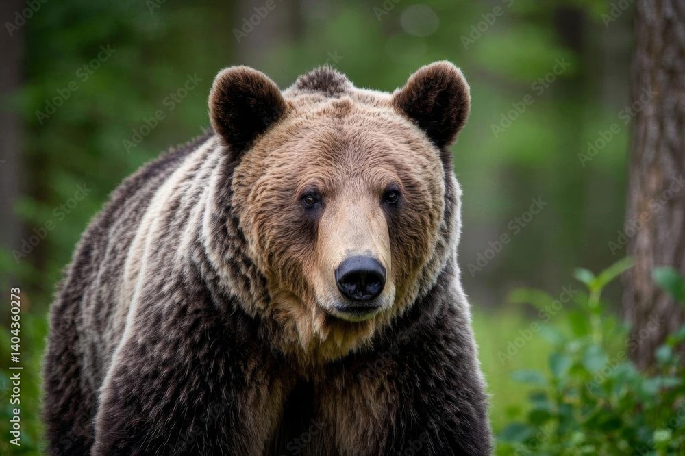 there is a large brown bear walking through a forest there is a large brown bear walking through a forest