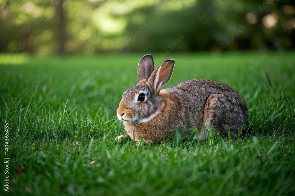 Fototapeta premium there is a rabbit that is sitting in the grass