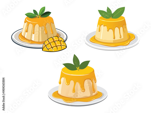 vector illustration of a chinese food Mango Pudding
