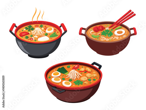 vector illustration of a chinese food Mala Hot Pot (Spicy Sichuan Hot Pot)