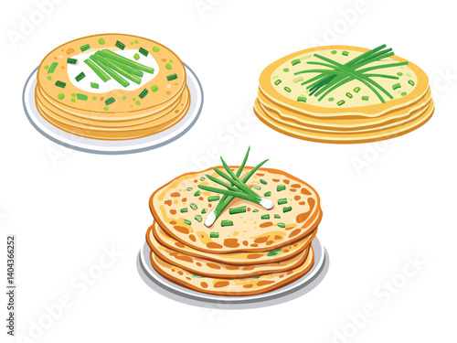 vector illustration of a chinese food Scallion Pancakes