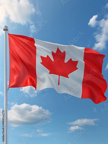 Canadian Flag Waving Sky