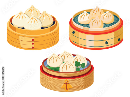 vector illustration of a chinese food Xiao Long Bao (Soup Dumplings)