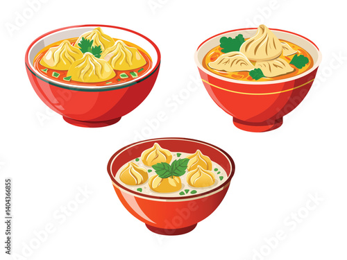 vector illustration of a chinese food Wonton Soup