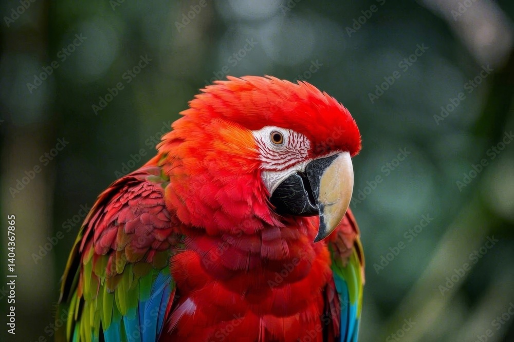 araffe parrot with red and green feathers sitting on a branch araffe parrot with red and green feathers sitting on a branch