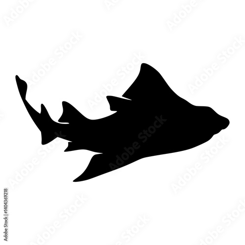 Angel Shark Silhouette Ocean Fish Vector