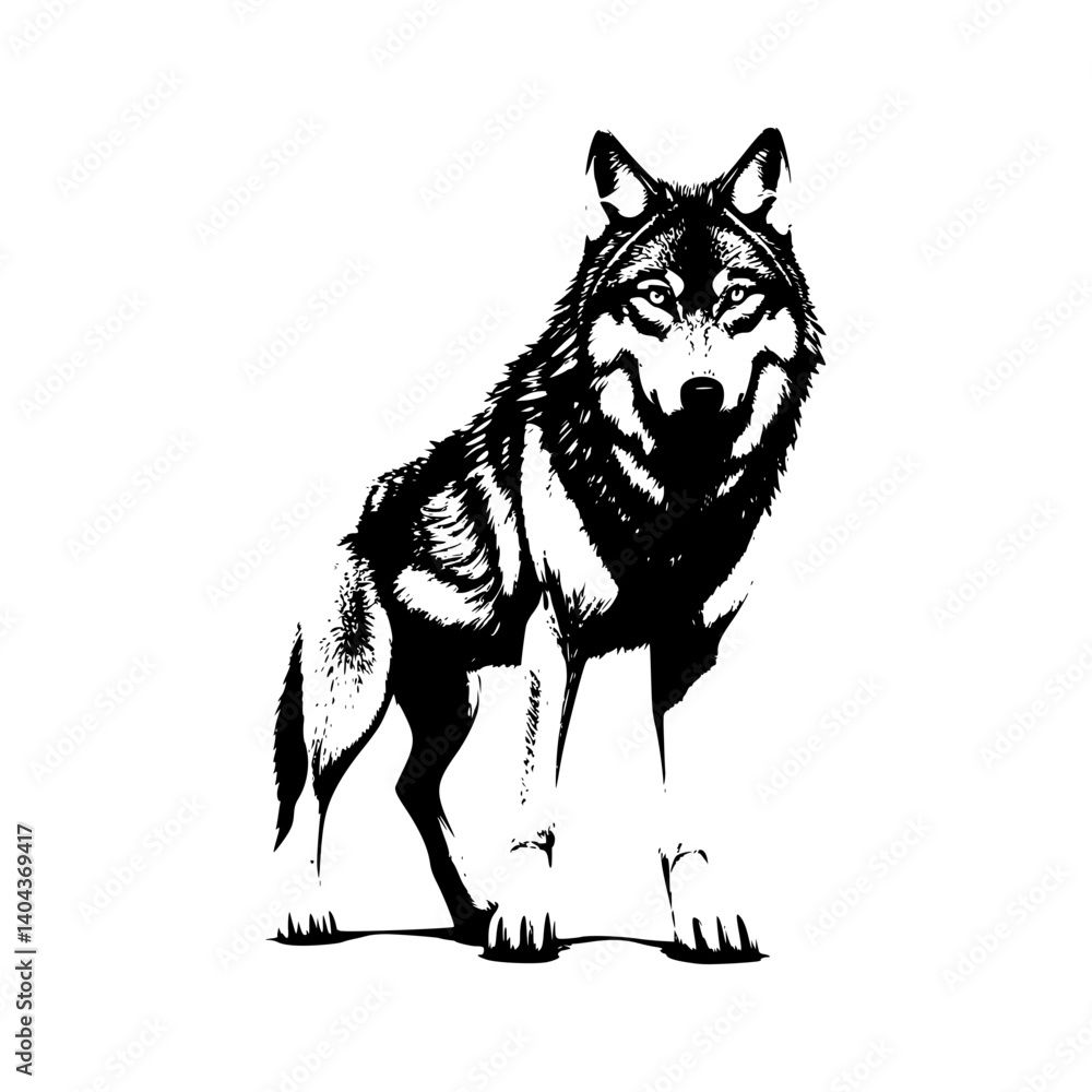 Fototapeta premium Lone Wolf Silhouette - Graphic Design Element