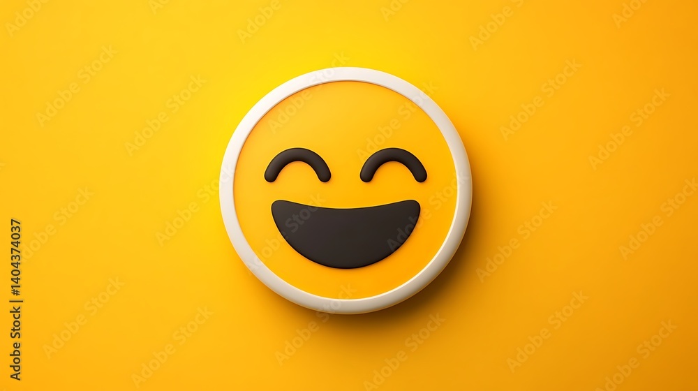 Happy Yellow Smiley Face Emoji 3D Render Illustration Happy Yellow Smiley Face Emoji 3D Render Illustration