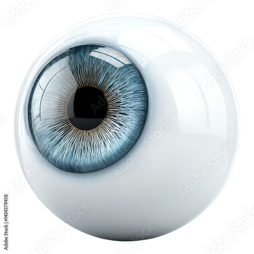 Highly detailed 3D cartoon eyeball with blue iris, perfect for eye anatomy, vision care, and medical education visuals.